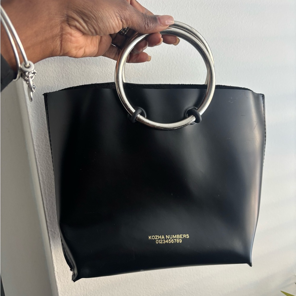 Black Mini Bag with Silver Handles